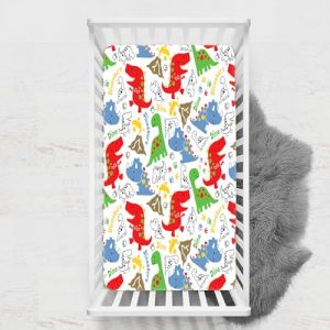 Odot Drap Housse pour Lit de B&eacute;b&eacute;, Impression de Dinosaure Draps Housses Enfants Respirant Douce Extensible Prot&egrave;ge Matelas pour Lit B&eacute;b&eacute;, Berceau, Lit Parapluie (Rouge,45x90 cm) (Odot, neuf)