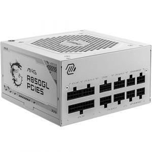 MSI MAG A850GL PCIE5 White Alimentation, 850W, 80 Plus Gold, Entièrement modulaire, ATX 3.0, Support GPU PCIe 5.0, Ventilateur FDB 120mm, Full-Bridge LLC, câbles Plats Blancs - Garantie 7 Ans (Azerty NL, neuf)