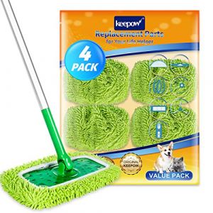 KEEPOW 4 Chiffons Réutilisables Compatibles avec Swiffer Balai, Microfibres pour Swiffer Sweeper Mop, Recharges Lavables de Lingettes Humides pour Swiffer Balai Serpillère, à Usage Sec et Humide (kebaohuanbaokj, neuf)