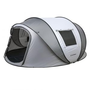 EchoSmile Tente de Camping Pop Up 5-8 Personnes, Imperméable, avec 2 Fenêtres en Maille Aérée, Dôme Portable et Légère pour Le Camping en Plein Air sur la Plage, Blanc Grisâtre (EurSmile, neuf)