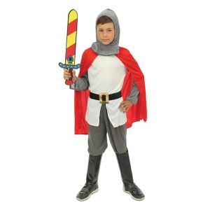 P'TIT CLOWN - Déguisement Chevalier Enfant - Costume Médiéval - Haut, Cagoule, Cape, Pantalon, Ceinture, Cache bottes - Carnaval, Cosplay, Fêtes Costumées et Évènements à Thème Moyen Age (7-9 ans) (Ponera, neuf)