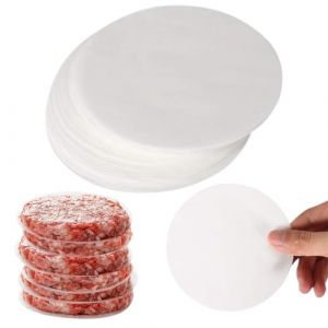 500 Pièces Teak Haché, Papier Sulfurisé, Round Feuilles Papier Antiadhésive 9cm Burger Papier Cuisson, Papier Steak Haché Rond, Disques de Papier Cuisson pour Steaks Hachés (LIN  YAMEIZI UK SHOP, neuf)