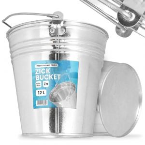 Instalguru Seau 12L Métal Eau Zinc Tôle Acier Galvanisé Jardin Robuste Travaux Construction Metallique Nettoyage Mortier Ciment Déchets Charbon Plantes Sable (Instalguru-fr, neuf)