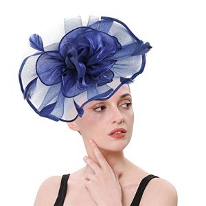 Chapeau bibi de mariage pour femme - Chapeau de cocktail pour femme - Style rétro élégant - En maille - Pour mariage - Bleu marine - Taille unique (fhjvbt, neuf)