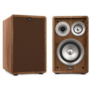 Wiibo Vintage 6 Walnut - Enceintes de biblioth&egrave;que HiFi - Puissance 100 W - Haut-parleurs 3 Voies - Grille Amovible - Tweeter 2", Squawker 3" et Woofer 5" - Son Surround (City Tienda, neuf)