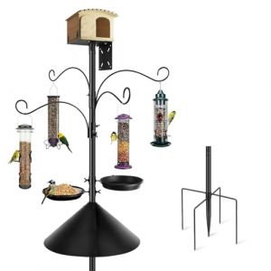 Mangeoires &agrave; oiseaux - Station de suspension en m&eacute;tal robuste - 232 cm de haut - Pour attirer les oiseaux sauvages (chuck11, neuf)