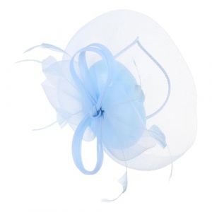Veemoon Bibi Mariage en Maille L&eacute;g&egrave;re Bleu Ciel, Accessoire de T&ecirc;te pour Mari&eacute;e, Fascinateur pour Cocktail et Tea Party, Bandeau Bibi F&eacute;minin D&eacute;licat et Confortable (hagan panting, neuf)