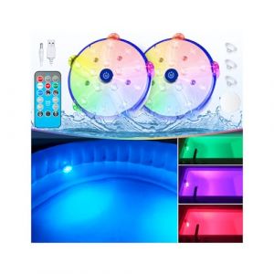 PoolLeader &Eacute;clairage Piscine Submersible LED avec T&eacute;l&eacute;commande, &Eacute;clairage Baignoire Changement de Couleur Rechargeables, Lumi&egrave;re Submersible avec Aimant | Ventouses, Lumi&egrave;re Piscine Flottante pour Spa (PoolLeader-Direct, neuf)