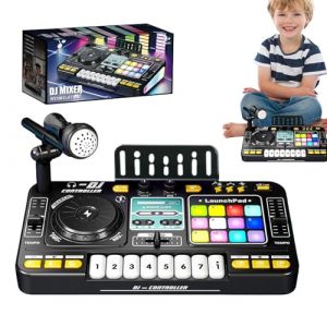 Table De Mixage DJ - Enfant Mixeur Rechargeable avec Microphones, Karaok&eacute; Multifonctionnel Musique Cr&eacute;ation Jouet, Table De Clavier De Charge USB Portable, Pupitre pour Enfant De 3 &Agrave; 10 Ans (qirens, neuf)