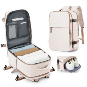 SZLX Sac à Dos Voyage Cabine Avion 40x20x25 pour Ryanair, Sac Bagage Cabine 45x36x20 Easyjet, Bagage à Main pour Femmes et Hommes,Sac Imperméable pour L'école de Travail de Randonnée Beige Marron (SZLXEU, neuf)