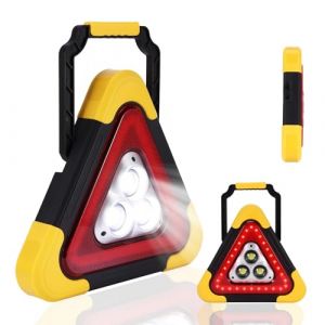 Feux de D&eacute;tresse Solaires &agrave; LED pour Voiture, 2000mah Triangles de Signalisation Solaires Avec 4 Modes Feux de Secours pour Avertissements de Circulation Barrages Routiers Sauvetage Sur Le Terrain (Philharmonic city, neuf)