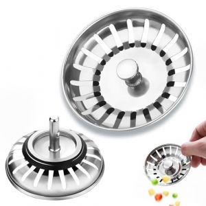 2 pièces Filtre Evier Cuisine, Bouchon Evier Cuisine, Crépine de vidange, Bouchon de panier en acier inoxydable,Convient pour la cuisine, la salle de bain contre les blocages, les odeurs(diamètre 8cm) (DGSLWH, neuf)