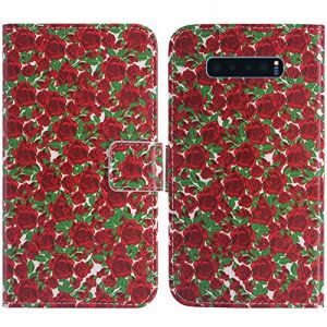 TienJueShi Rose Fleur Support &agrave; Rabat Coque &Eacute;tui TPU Silicone Couverture Protecteur Housse pour Samsung Galaxy S10 5G 6.7 inch Case Portefeuille Cover Cuir (TienJueShiuk, neuf)