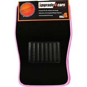 Upgrade4cars Tapis de Sol Auto Velours Noir Rose | 4 Tapis de Sol Universels Avant & Arri&egrave;re (upgrade4cars, neuf)
