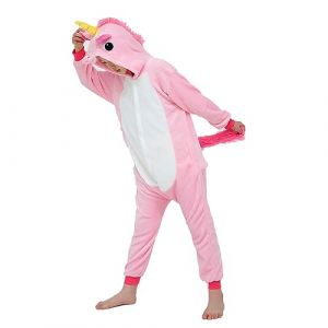 WDRHC Ensemble de Pyjama Licorne Grenouill&egrave;re Animaux Romper Pajamas Kigurumi Onesie Cosplay Animal Combinaison Costume V&ecirc;tement de Nuit en Flanelles Soir&eacute;e No&euml;l D&eacute;guisement Cheval c&eacute;leste Rose (Kauson, neuf)