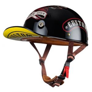 Moto Casquette De Baseball Demi-Casques De Moto Scooter Cyclomoteur Casques À Face Ouverte Hommes Et Femmes Casque Mobylette Moto Bols ECE Homologué Vintage Casque Jet 6,XL:61-62CM (LvQiuLian, neuf)