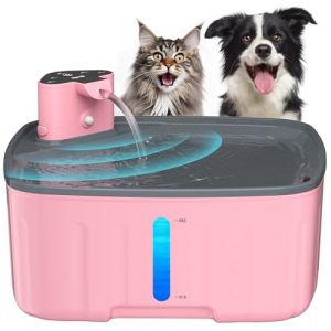 Kittyspout Fontaine a Eau pour Chien sans Fil, 8L Fontaine Chat/Grand Chien avec Détecteur de Mouvement, Fontaine pour Chiens avec Batterie 5000mAh (Pink, Pink) (yamile, neuf)