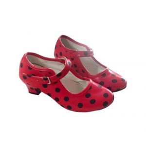 AMARU SANCHESU Chaussures de danse flamenco ou sévillane. Taille enfant et adulte, Rouge/taupe/noir, 23 EU (Saaron, neuf)