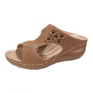 Sandales Femme Sandales Orthopédiques Hallux Valgus De Sport Et D'extérie Claquette Femme Été Chaussure Été De Marche Avec Support La Voûte Plantaire Et Massage Confortable Orthopédiques (Brown, 40) (CHEngER, neuf)