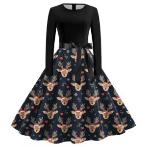 Robe De No&euml;l Femme Grande Taille Robe De Noel Femme Chic Rudolph Renne Elfe Robe de No&euml;l Vintage Vintage r&eacute;tro ann&eacute;e 50s pin-up Rockabilly Swing &agrave; Pois Robe de Soir&eacute;e Chic D&eacute;guisement De No&euml;l (BAULMD（90% Big Promotion Without Discount Code ）, neuf)