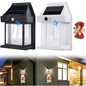 Applique murale solaire en tungst&egrave;ne, appliques murales d'ext&eacute;rieur solaires avec d&eacute;tecteur de mouvement, lanterne murale &eacute;tanche &ndash; Applique murale ext&eacute;rieure LED pour porche, cl&ocirc;ture, cour (2 pi&egrave;ces (aiken ke, neuf)