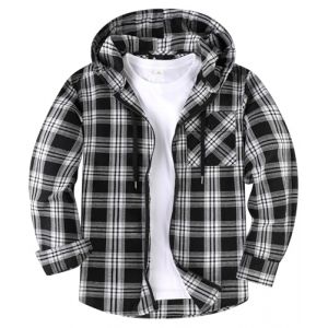 SwissWell Chemises Flanelle pour Hommes &agrave; Capuche Chemises &agrave; Carreaux Chemise Manches Longues avec Fermeture &eacute;clair Chemise de B&ucirc;cheron pour Le Travail Randonn&eacute;e Camping (Luckyseller4, neuf)