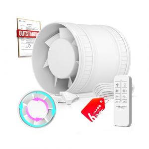 BUMSOU Ventilateur de Conduit Bidirectionnel, 6 Vitesses, Télécommande – Ventilateur Silencieux Puissant avec Protection Contre la Surchauffe, VMC Salle de Bain WC Serre Tente, Extracteur d'Air 100mm (YuMiStore, neuf)