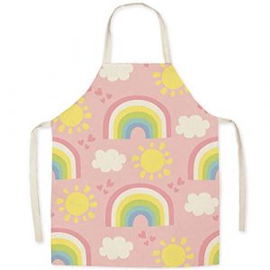 FOMAISELF Tablier de cuisine enfant en lin - tablier pour enfants motif arc-en-ciel mignon, tabliers fille fils pour cuisiner la f&ecirc;te de la peinture (littleear, neuf)