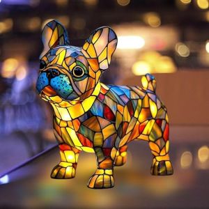 Veilleuse Artistique Série Chien,Série De Lampe De Table De Chien,Lumière En Forme De Chien,Veilleuse De Table En Résine Teintée Pour Amoureux Des Chiens,Lampe De Chambre,Lumière LED (TRUST AND BU, neuf)