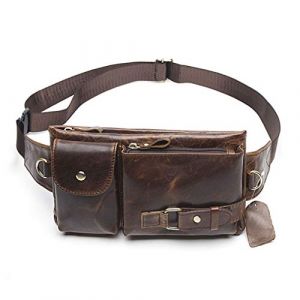 Xieben Sac De Taille en Cuir Vintage Fanny Pack pour Hommes Femmes Voyage Chasse Randonnée Escalade Multi-usages Hanche Bum Ceinture Mince Portable Sac à Main Portefeuille Pochette Marron (XieBen, neuf)