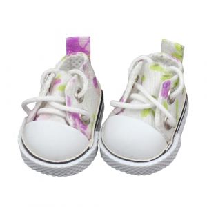 Baskets de poup&eacute;e en toile &agrave; lacets Mini chaussures pour 17 cm Chaussures de poup&eacute;e Design r&eacute;aliste Collection de chaussures de jouets Accessoires parfaits Armoire excellente id&eacute;e cadeau Blanc Violet (kilnbright, neuf)