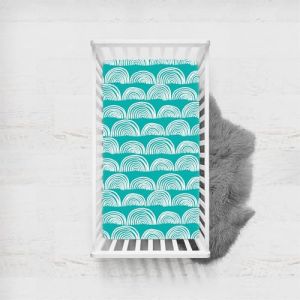 Odot Drap Housse pour Lit de Bébé, Motif Arc en Ciel Housse de Matelas pour Bébé Drap Housse Respirant Douce pour Lit Parapluie et Berceau Draps Housses Enfants (Vert,65x95cm) (Odot, neuf)