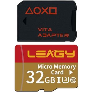 LEAGY Carte de jeu SD2Vita V3.0 PSVita avec carte micro SD 32 Go, carte mémoire flash microSDHC UHS-I haute vitesse avec adaptateur de carte micro SD PSV pour système PS Vita 1000 2000 3.60 (Leagy, neuf)