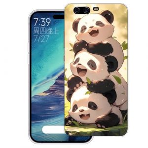 WUACYEAMING Coque pour Huawei P10 Pouces,Anti-Jaunissement &Eacute;tui de Protection Antichoc,Motif &Eacute;tui Finition Premium Silicone Housse Cover TPU Transparente-(Les Trois Pandas) (WUACYEAMING, neuf)