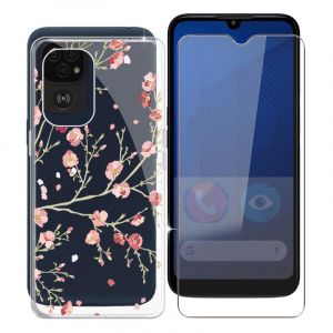 WXPPJ Coque + Verre Tremp&eacute; pour Doro 8200, 360&deg; Anti-Rayures Gel Silicone TPU Souple Etui de Protection avec 1 Pi&egrave;ces Protecteur d'&eacute;cran pour Doro 8200 (6.10") - Fleur (XiaoPin, neuf)