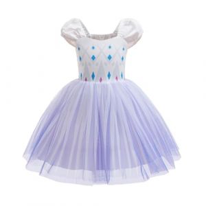 Lito Angels Robe Princesse Elsa en Tulle pour B&eacute;b&eacute; Fille Blanc pour Deguisement Anniversaire F&ecirc;te de No&euml;l Carnaval 6-12 Mois Taille 74 (Lito Angels FR, neuf)
