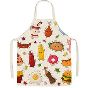 FOMAISELF Tablier de cuisine pour enfants en lin - Tablier pour enfants &agrave; motif de nourriture mignon, tabliers pour fille de fils pour la cuisson, la peinture, la f&ecirc;te Hamburger (NAIXUE-FR, neuf)