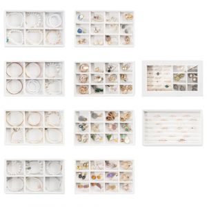 Procase 10 Plateaux Bijoux Empilables avec Un Couvercle, Rangement Bijoux Tiroir, Présentoir Separateur Bijoux -Taille Moyenne, Blanc (ChangBo Store, neuf)