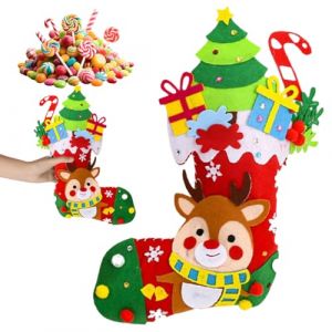 Bricolages de Noël, Kit Noël Couture Enfant, Kit de Couture Enfant, Boite créative enfant, À partir de 6 ans, Noël, Chaussette de Noël Cerf (DINODANUBE TRADING, neuf)