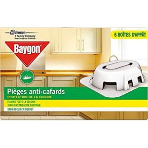 Baygon Pièges Anti-Cafard Boîtes d'Appât Efficacité 3 Mois Pack de 6 (ALP78700, neuf)