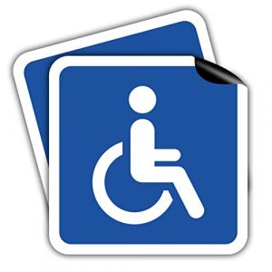 STROBO Lot de 2 panneaux magnétiques, 10 x 10 cm, avec 2 autocollants, pour fauteuil roulant, handicapés, voiture (Strobo, neuf)