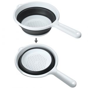 4UBonLife Passoire Pliable en Silicone avec Poignées, Plastique Passoire Pliante Cuisine, Passoire à Pâtes peu Encombrante, Passoire Retractable pour égoutter les légumes fruits, Blanc/gris (4UBonLife-EU, neuf)