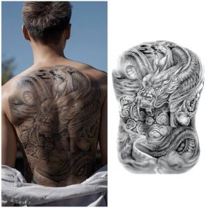 CARGEN Autocollants de Tatouage d'Ange Grand Acolyte Croix Dos Tatouage Encre Autocollants Durables Imperméables Tatouage Autocollants Motif Dos Hommes (S.H.L, neuf)
