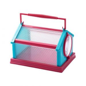 Cage d'observation des insectes pour l'extérieur - Cage d'élevage pour vers à soie - 20 x 15 x 13 cm - Cage portable et respirante - Pour petits animaux - Bleu + rose (Whp., neuf)