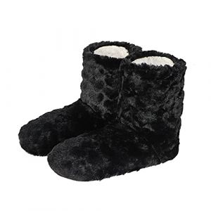 Pantoufles Hiver Peluche Thermique Chaussons de Maison Bureau Chambre Voyage Confortable Chaussures Bottes Femmes Hommes Antid&eacute;rapage Mules Int&eacute;rieur Doux Slippers Chaussettes de Sol,Noir,41/42 EU (IBlueloveruk, neuf)
