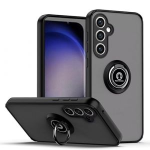 HONLEN Coque pour Samsung Galaxy S25 FE (6.7" inches), Etui de T&eacute;l&eacute;phone Portable en Silicone Transparent Mat avec Support de Bague - Le Noir (HONLEN, neuf)