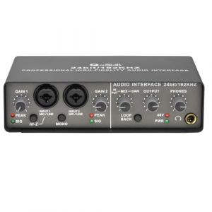 ailill Interface Audio Professionnelle 24 Bits 192 KHz, 2 EntréEs, Carte Son pour Guitare éLectrique, Bouclage, Enregistrement Externe sur PC en Studio (tingting321, neuf)