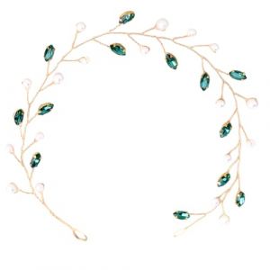 LuLiyLdJ Accessoire Cheveux Mariage, Bijoux Cheveux, Accessoires Cheveux Femme avec Des Cristaux de Perles Vertes, Couronne Fleur Cheveux, Couronne de Fleurs, Couronne de Fleurs pour Cheveux (LuLyL, neuf)