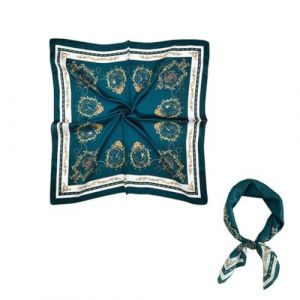 EORPAVU Foulards femme,bandana,foulard rouge,bandana femme,foulard,Écharpe en soie imprimée imitation soie satinée, bandeau,70 x 70 cm (vert) (HE CHANGYUAN, neuf)