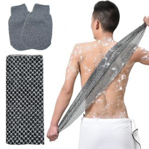 FENQURO 3 Pcs Gommage du Japonais Set, gant exfoliant corps, gant de crin, Gant savon en Fibres Végétales, Sangle Dos à Savon Naturel Exfoliant à savon Douche pour La Baignade et Le Lavage (WINESTART, neuf)